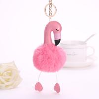 Fur Ball Pom Pom Keychain, Rex Rabbit Fur, Bird, gold color plated, more colors for choice, nickel, lead & cadmium free, 80mm, 3PCs/Lot, Sold By Lot