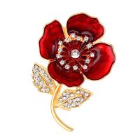 Rhinestone Brooch, Tibetan Style, Poppy, plated, for woman & enamel & with rhinestone, more colors for choice, nickel, lead & cadmium free, 30x44mm, Sold By PC