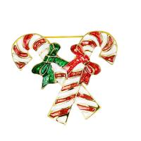 Jul brocher, Zinc Alloy, Christmas Candy Cane, guldfarve belagt, Julen smykker & for kvinde & emalje, nikkel, bly & cadmium fri, 42x40mm, Solgt af PC