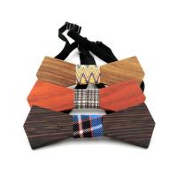 Wood Bow Ties, with Nylon Cord & Cotton & Plastic, Bowknot, different materials for choice & Unisex, 120x45x5mm, Sold By PC