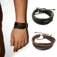 Full Grain Cowhide Leather Bracelet, with Linen, braided bracelet & Unisex & adjustable & multi-strand, more colors for choice, nickel, lead & cadmium free, 20mm, Sold Per Approx 7.4-10 Inch Strand