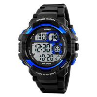 SKmei® Reloj para hombre, silicona, con dial de plástico & acero inoxidable, chapado, 50M impermeable & ajustable & LED, más colores para la opción, 53x62x16mm, longitud:aproximado 10.8 Inch, Vendido por UD