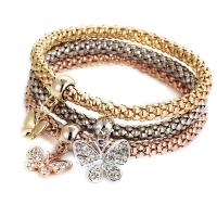 Zinc Alloy Bracelet Set Butterfly plated lantern chain & with rhinestone nickel lead & cadmium free Length Approx 8 Inch Sold By Set
