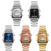 SKmei® Reloj para hombre, acero inoxidable, con dial de aleación de cinc & Vidrio, chapado, 30M resistente al agua & ajustable & LED, más colores para la opción, 43x33x11mm, longitud:aproximado 10 Inch, Vendido por UD