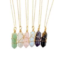 Gemstone Pendants Jewelry with Brass pendulum plated Approx 2-3mm Sold By PC