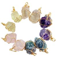 Quartz Gemstone Pendants with Brass gold color plated Approx 2-3mm Sold By PC