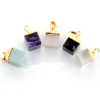 Gemstone Pendants Jewelry, with brass bail, Square, gold color plated, different materials for choice, 10mm, Hole:Approx 2-4mm, Sold By PC