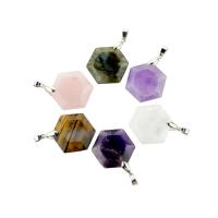 Gemstone Pendants Jewelry with brass bail Hexagon platinum color plated 28mm Approx 2-4mm Sold By PC