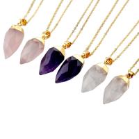 Gemstone Pendants Jewelry, with brass bail, gold color plated, different materials for choice, 12x24mm, Hole:Approx 2-4mm, Sold By PC
