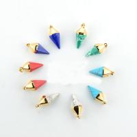 Bijoux Pendentifs en pierres gemmes, pierre gemme, avec laiton caution, Placage de couleur d'or, styles différents pour le choix, 13x30mm, Trou:Environ 2-4mm, Vendu par PC