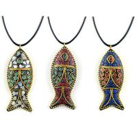 Brass Jewelry Pendants, with Indonesia, Fish, gold color plated, more colors for choice, lead & cadmium free, 60x24mm, Hole:Approx 1-2mm, Sold By PC
