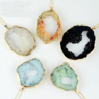 Ice Quartz Agate Pendant, with Brass, gold color plated, druzy style, more colors for choice, 55x65mm, Hole:Approx 2-4mm, Sold By PC