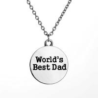Zinc Alloy Jewelry Necklace Flat Round silver color plated Unisex & oval chain & with letter pattern lead & cadmium free Sold Per Approx 19.5 Inch Strand