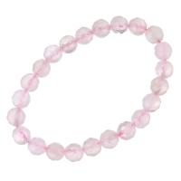 quartz rose bracelet, naturel, naturel & pour femme & facettes, rose, 8mm, Longueur:Environ 7.5 pouce, 10Strandstoron/lot, Vendu par lot