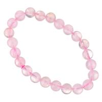 quartz rose bracelet, Rond, teints & pour femme, rose, 8mm, Longueur:Environ 7.5 pouce, Environ 10Strandstoron/lot, Vendu par lot