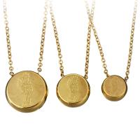 Stainless Steel Jewelry Necklace, Flat Round, gold color plated, different size for choice & oval chain & for woman, Sold Per Approx 19 Inch Strand