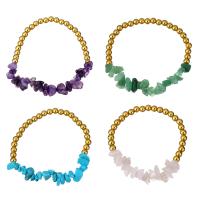 Gemstone Bracelets, Stainless Steel, gold color plated, different materials for choice & ball chain & for woman, 3-10x5-10mm, 5mm, Sold Per Approx 8 Inch Strand