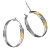 Stainless Steel Hoop Earring plated for woman & with rhinestone Sold By Pair