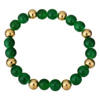 Bracelets de pierres précieuses, acier inoxydable, avec Dyed Jade, Placage, pour femme, 9mm, 8mm, Vendu par Environ 7 pouce brin