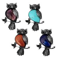 Brass Jewelry Pendants Owl antique silver color plated & with rhinestone Approx Sold By PC