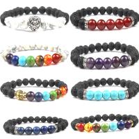 Unisex Bracelet, Gemstone, Round, plated, different styles for choice, 8mm, Sold Per Approx 7.5 Inch Strand