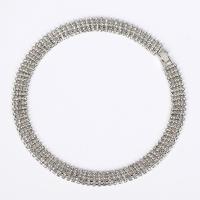 Zinklegierung Schmuck Halskette, plattiert, für Frau & mit Strass, keine, frei von Blei & Kadmium, 13mm, verkauft per ca. 14.5 ZollInch Strang