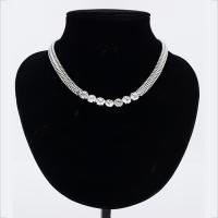 Zinc Alloy smykker halskæde, med 5cm extender kæde, platin farve forgyldt, for kvinde & med rhinestone, bly & cadmium fri, 10mm, Solgt Per Ca. 18.5 inch Strand