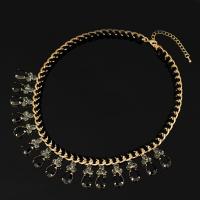 Zinklegierung Schmuck Halskette, mit Eisenkette & Nylonschnur, mit Verlängerungskettchen von 5cm, goldfarben plattiert, Twist oval & für Frau & mit Strass, frei von Blei & Kadmium, 42mm, verkauft per ca. 18 ZollInch Strang
