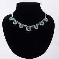 Crystal Necklace, Tibetan Style, with iron chain & Crystal, with 5cm extender chain, platinum color plated, twist oval chain & for woman & with rhinestone, lead & cadmium free, 30mm, Sold Per Approx 17.5 Inch Strand