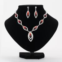 Rhinestone Jewelry Sets earring & necklace Zinc Alloy with Glass stainless steel post pin platinum color plated for woman & with rhinestone lead & cadmium free 450mm Length Approx 17.5 Inch Sold By Set