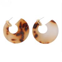 Acrylic Earring with plastic earnut & Zinc Alloy stainless steel post pin gold color plated for woman 50mm Sold By Pair