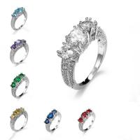 Cubic Zircon Brass prst prsten, Mosaz, platina á, unisex & různé velikosti pro výběr & se zirkony, více barev na výběr, nikl, olovo a kadmium zdarma, Prodáno By PC