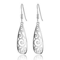925 Sterling Silver Drop Earring, Teardrop, for woman & hollow, 9x27mm, 40mm, Sold By Pair