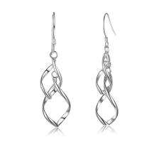 925 Sterling Silver Drop Earring, Leaf, for woman, 12x50mm, Sold By Pair