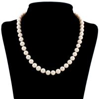 Natural Freshwater Pearl Necklace with Brass Potato for woman white 9-10mm Sold Per Approx 18 Inch Strand
