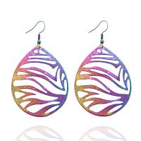 Stainless Steel Drop Earring, iron earring hook, colorful plated, for woman, 55x45mm, Sold By Pair