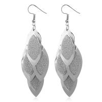 Iron Drop Earring iron earring hook Leaf plated for woman & frosted lead & cadmium free Sold By Pair