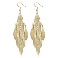 Iron Drop Earring iron earring hook Leaf plated for woman & frosted lead & cadmium free Sold By Pair