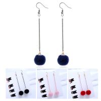 Fluffy Pom Pom Earrings Iron with Plush iron earring hook plated with painted & for woman lead & cadmium free Sold By Pair