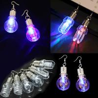 Iron Earring with Glass iron earring hook Light Bulb platinum color plated & for woman & luminated nickel & cadmium free Sold By Pair