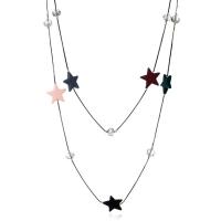 Sweater Chain Necklace Brass with Crystal & Resin Star plated for woman & multi-strand nickel lead & cadmium free Sold Per Approx 31.5 Inch Strand