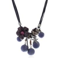 Fashion Statement Necklace Velveteen Cord with Plush & Wool & Zinc Alloy with 5cm extender chain for woman Sold Per Approx 17.5 Inch Strand