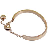 Bracelet en acier inoxydable, coeur, Plaqué de couleur d'or rose, réglable & pour femme & avec strass, 3.90mm, Diamètre intérieur:Environ 58.5mm, Vendu par PC