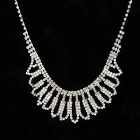 Mode halsband smycken, Zink Alloy, med 5cm extender kedja, platina pläterad, för kvinna & med strass, leda & kadmiumfri, 36mm, Såld Per Ca 12.5 inch Strand