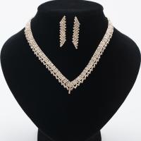 Rhinestone Jewelry Sets earring & necklace Zinc Alloy stainless steel post pin with 5cm extender chain plated for woman & with rhinestone lead & cadmium free 450mm Length Approx 17.5 Inch Sold By Set