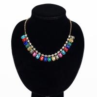Mode-Halskette, Zinklegierung, mit Glas, goldfarben plattiert, für Frau, frei von Blei & Kadmium, 380mm, verkauft per ca. 14.5 ZollInch Strang