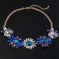 Glasperlen Halsketten, Zinklegierung, mit Glas, goldfarben plattiert, für Frau, frei von Blei & Kadmium, 47mm, verkauft per ca. 17 ZollInch Strang