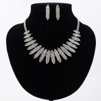 Rhinestone Jewelry Sets earring & necklace Zinc Alloy stainless steel post pin platinum color plated for woman & with rhinestone lead & cadmium free 37mm Length Approx 18.5 Inch Sold By Set