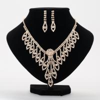 Rhinestone Jewelry Sets earring & necklace Zinc Alloy stainless steel post pin plated for woman & with rhinestone lead & cadmium free 450mm Length Approx 17.5 Inch Sold By Set