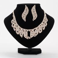 Rhinestone Jewelry Sets earring & necklace Zinc Alloy stainless steel post pin plated for woman & with rhinestone lead & cadmium free 450mm Length Approx 18.5 Inch Sold By Set